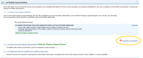 Télécharger l'attestation d'acceptation Campus France  Campus France
